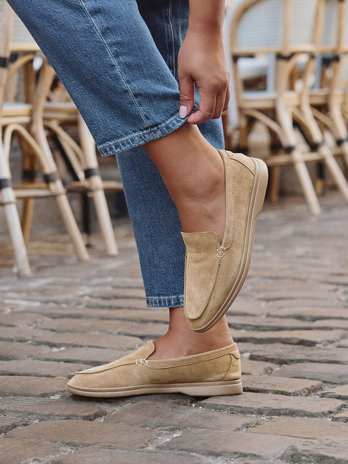 Apparel Beige Suede Leather Loafers