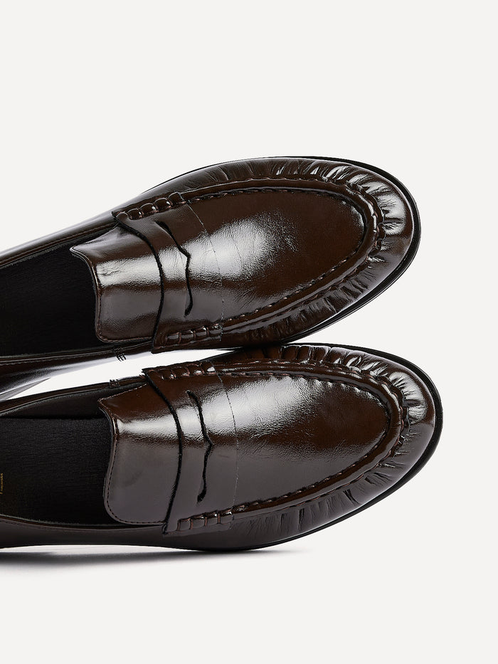 Belmont Brown High Shine Faux Leather Loafers