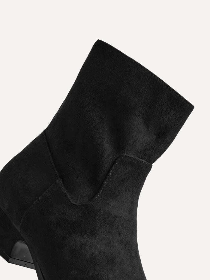 Chalet Black Faux Suede Ankle Boots
