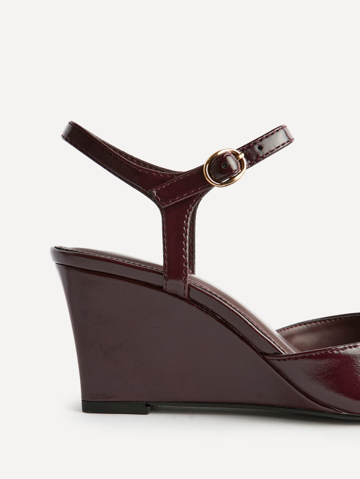 Enhanced Burgundy Wedge Court Shoes