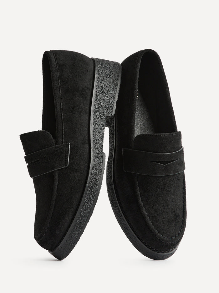 Hilton Black Faux Suede Penny Loafer