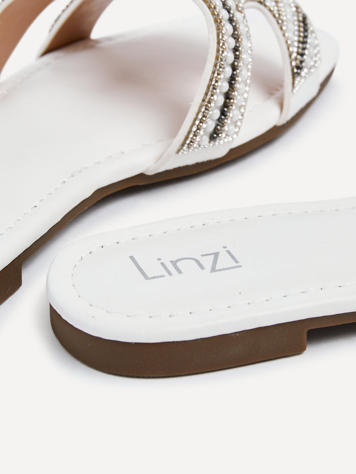 Indira White Aztec Embellished Sandals