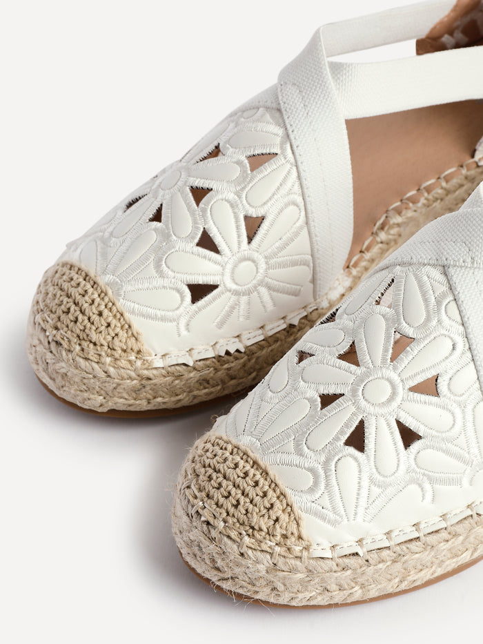 Jillian White Faux Leather Espadrille Sandals