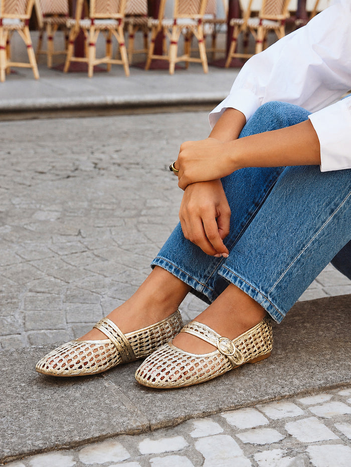 Venice Gold Mesh Mary Jane Pumps