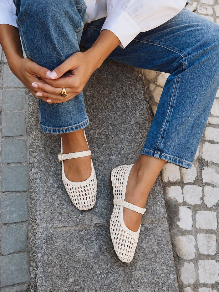 Vienna Ivory Mary Jane Flats