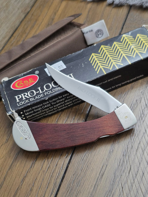 1983 Case XX Pro-Lock II Lockback Folding Knife Wood Handles New Grind Blades