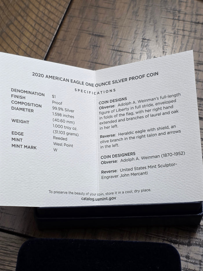2020 SAE Proof Silver American Eagle $1 New in box