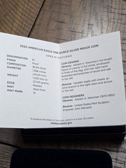 2020 SAE Proof Silver American Eagle $1 New in box