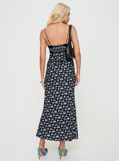 Emily Maxi Dress Black / Floral