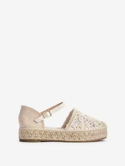 Adelina Beige Woven Espadrille Sandals