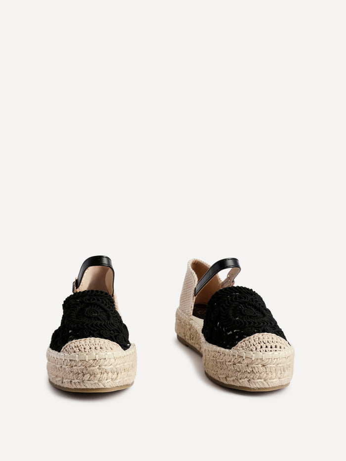 Adelina Black Woven Espadrille Sandals