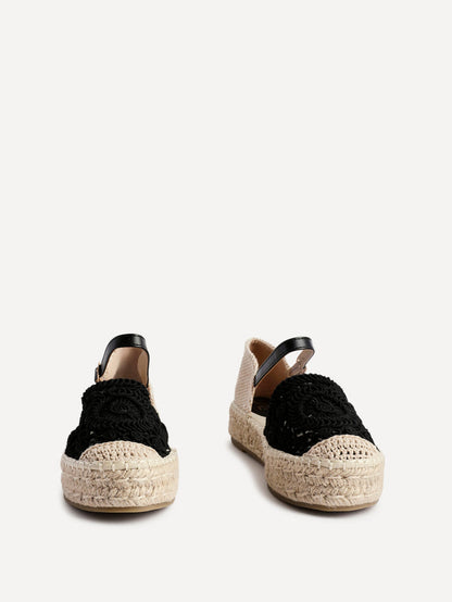 Adelina Black Woven Espadrille Sandals