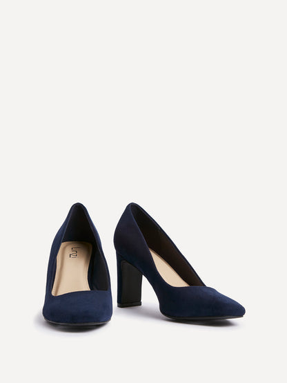Agenda Navy Faux Suede Court Heels