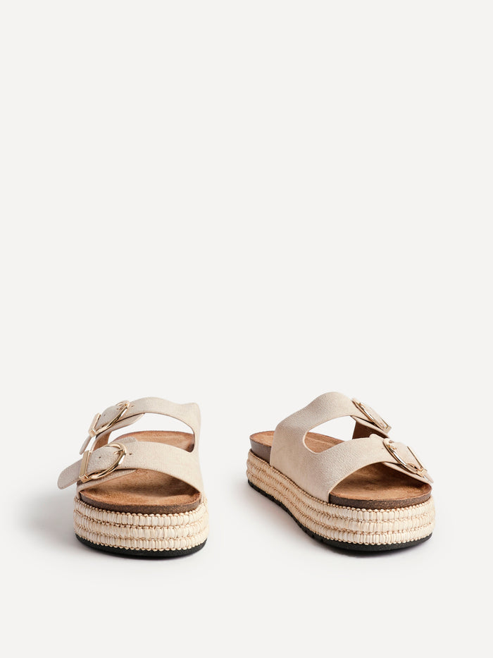 Alabama Nude Plaited Flatform Sliders