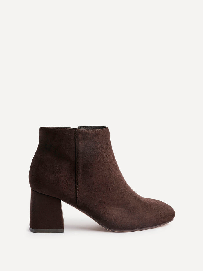 Alba Wide Fit Brown Faux Suede Heeled Boots