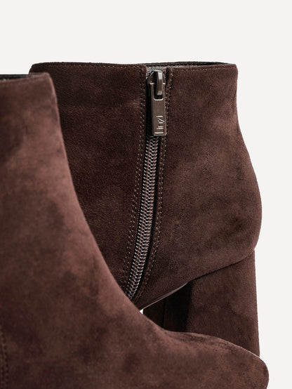 Alba Wide Fit Brown Faux Suede Heeled Boots