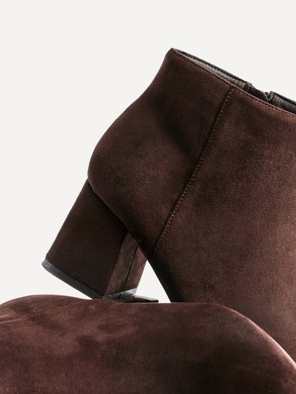 Alba Wide Fit Brown Faux Suede Heeled Boots