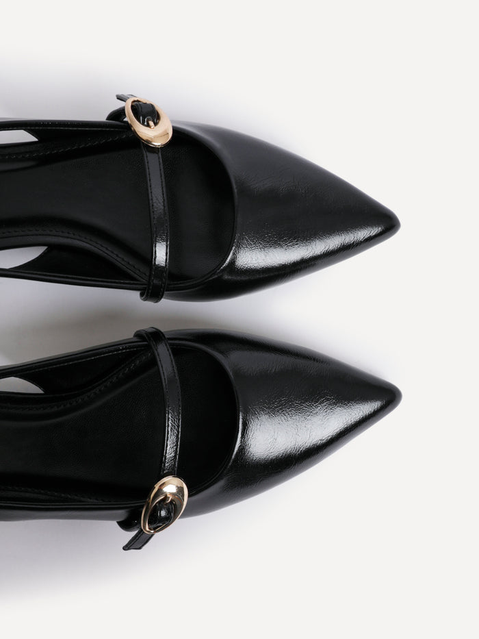 Align Black Faux Leather Ballet Flats