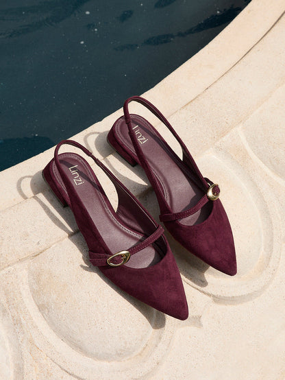 Align Burgundy Faux Suede Ballet Flats