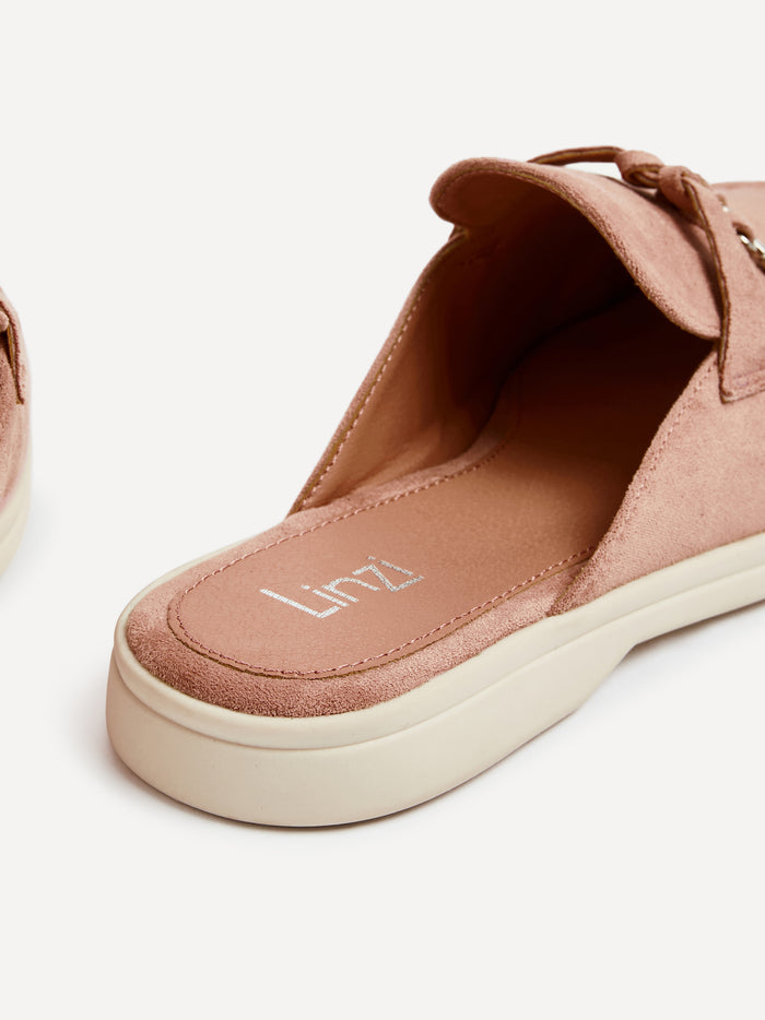 Alix Pink Faux Suede Slip On Mules