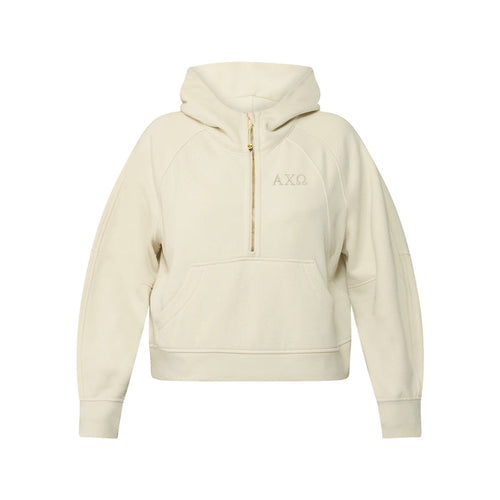 Alpha Chi Omega lululemon Scuba Oversized Half-Zip Hoodie - Ivory & Gold