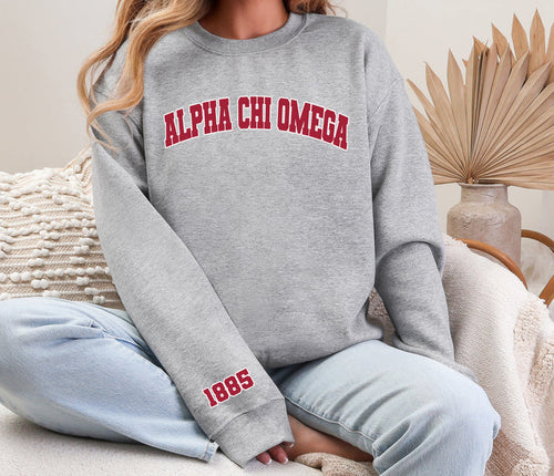 Alpha Chi Omega Varsity Crewneck 1885
