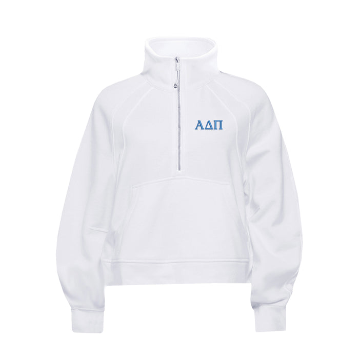 Alpha Delta Pi lululemon Scuba Oversized FUNNEL-Neck Half Zip - White
