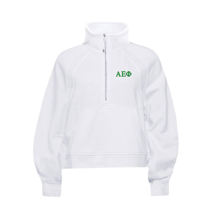Alpha Epsilon Phi lululemon Scuba Oversized FUNNEL-Neck Half Zip - White