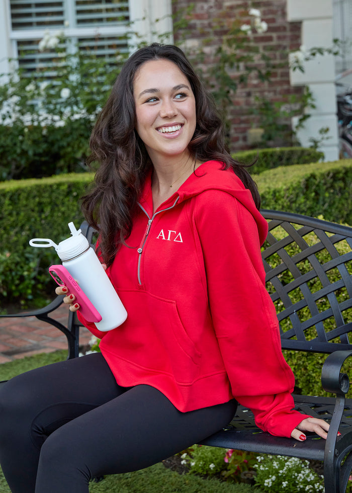 Alpha Gamma Delta lululemon Scuba Oversized Half-Zip Hoodie - True Red