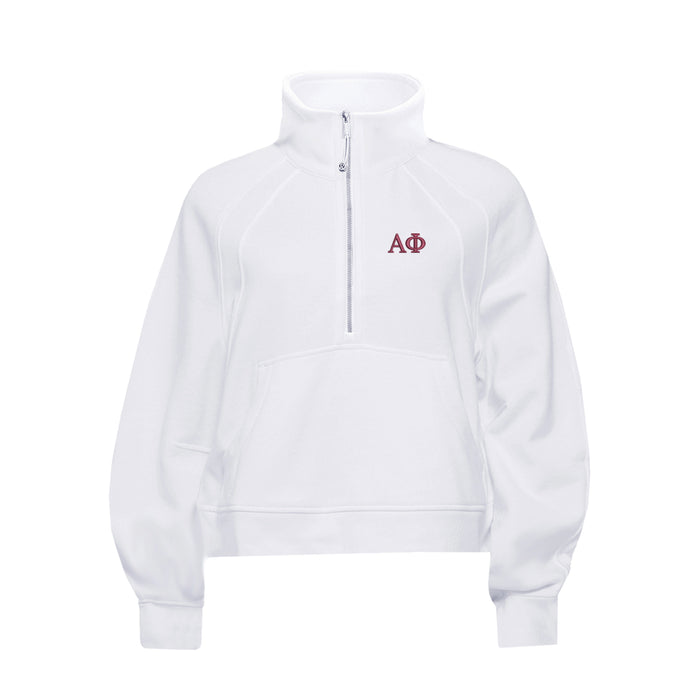 Alpha Phi lululemon Scuba Oversized FUNNEL-Neck Half Zip - White