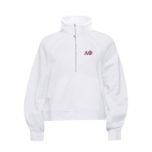 Alpha Phi lululemon Scuba Oversized FUNNEL-Neck Half Zip - White