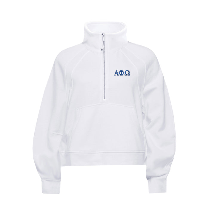 Alpha Phi Omega lululemon Scuba Oversized FUNNEL-Neck Half Zip - White