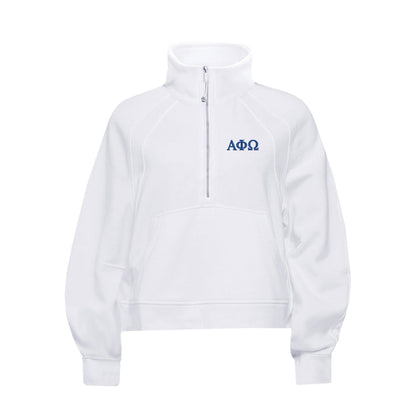 Alpha Phi Omega lululemon Scuba Oversized FUNNEL-Neck Half Zip - White