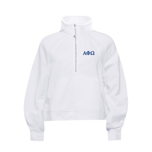 Alpha Phi Omega lululemon Scuba Oversized FUNNEL-Neck Half Zip - White