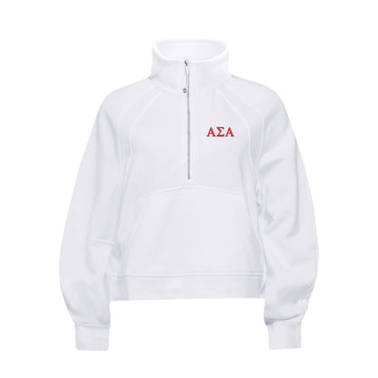 Alpha Sigma Alpha lululemon Scuba Oversized FUNNEL-Neck Half Zip - White