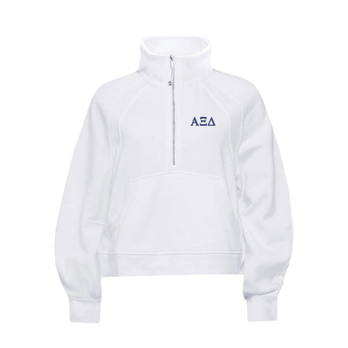 Alpha Xi Delta lululemon Scuba Oversized FUNNEL-Neck Half Zip - White