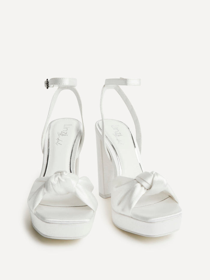 Altar Bridal Ivory Satin Platform Heeled Sandals