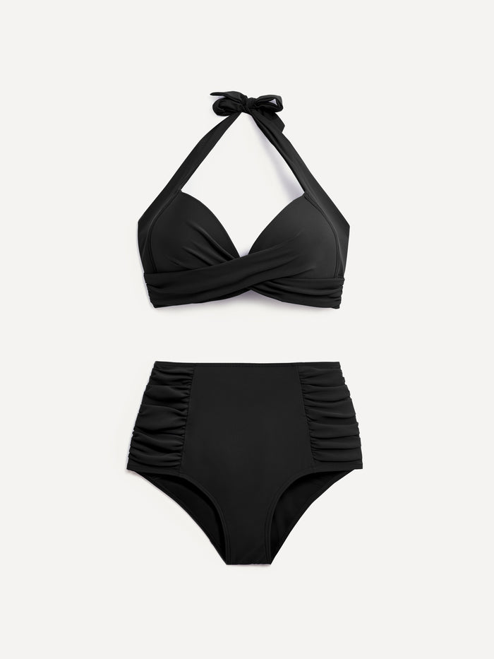 Amalfi Black High Waisted Tummy Control Bikini