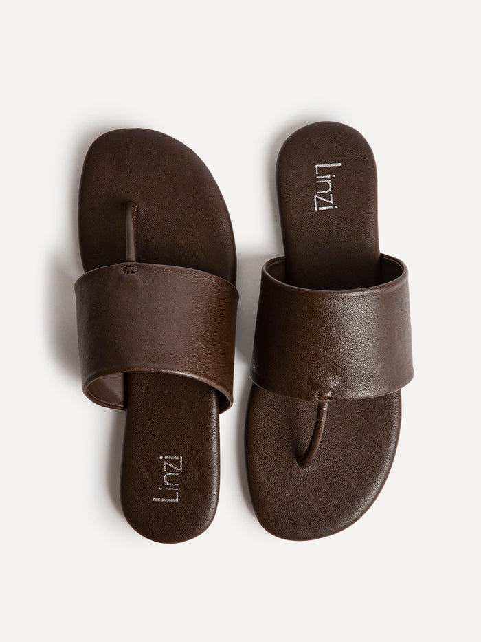 Amara Brown Flat Sandals