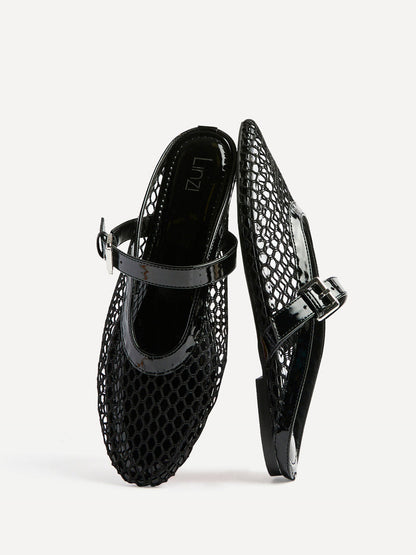 Anessa Black Mesh Mules