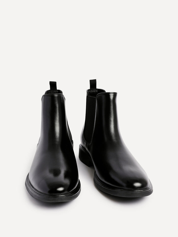 Antonio Mens Black Faux Leather Chelsea Boots
