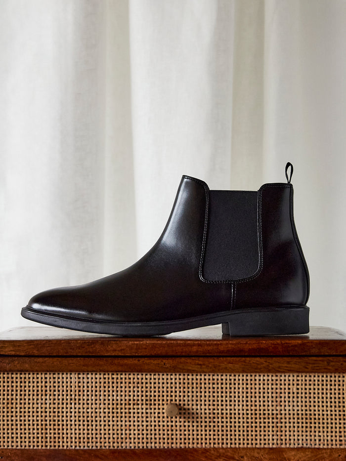 Antonio Mens Black Faux Leather Chelsea Boots