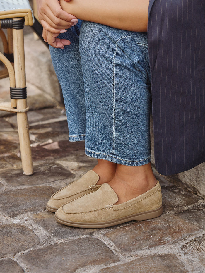 Apparel Beige Suede Leather Loafers