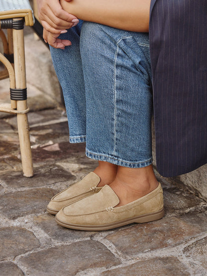 Apparel Beige Suede Leather Loafers