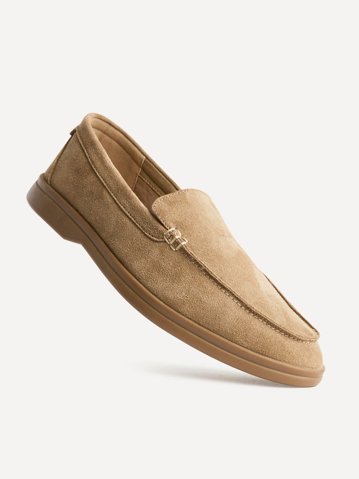 Apparel Beige Suede Leather Loafers
