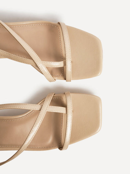 Arden Nude Faux Leather Block Heeled Sandals