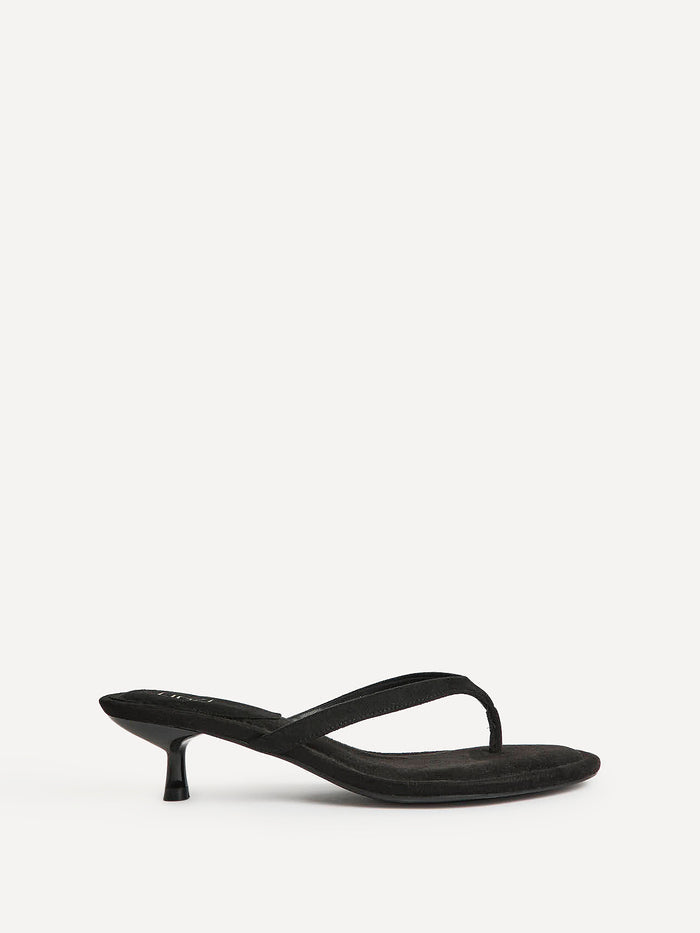 Ascend Black Faux Suede Mule Heels