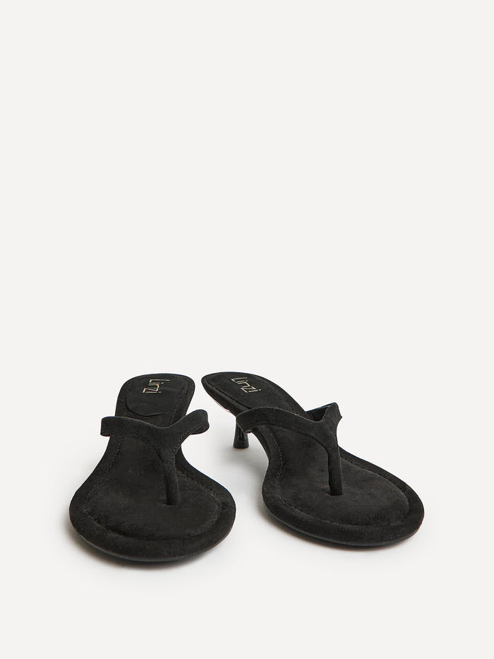 Ascend Black Faux Suede Mule Heels