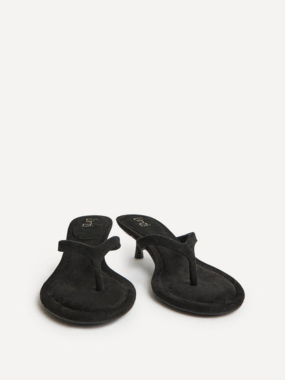 Ascend Black Faux Suede Mule Heels
