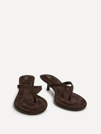 Ascend Brown Faux Suede Mule Heels